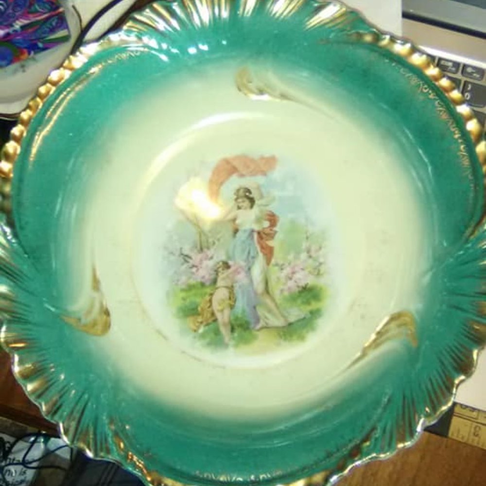 Antique Hand painted Bowl Large 11 inch.